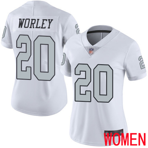 Oakland Raiders Limited White Women Daryl Worley Jersey NFL Football 20 Rush Vapor Untouchable Jersey